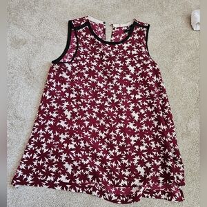 Madewell 100% Silk Tank, Maroon and cream starburst, Size Small